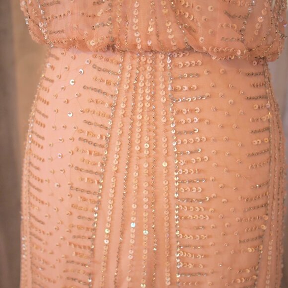 vtg 90s CACHE Y2K Pink Sequins Beaded Mermaid Maxi Dress Whimsigoth Fairycore 6 - Picture 9 of 16